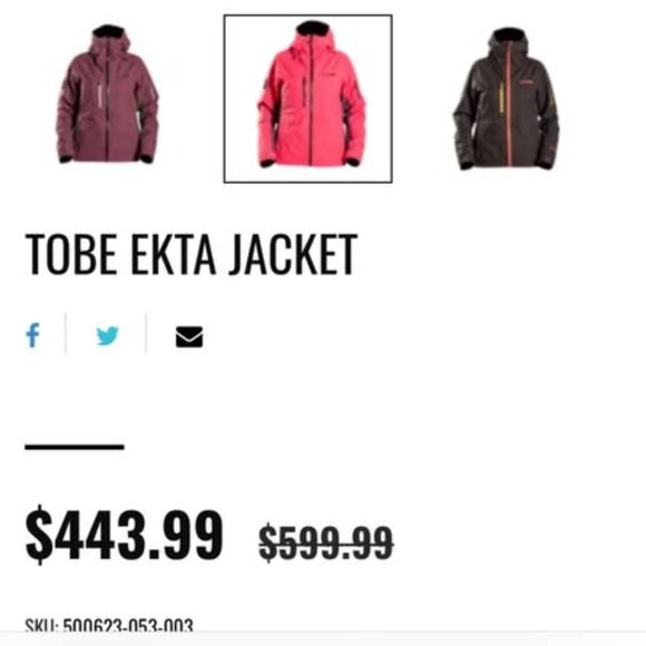 New with tags womens xs Tobe Ekta womens ski/snowboard/ snowmbile jacket - Picture 2 of 2
